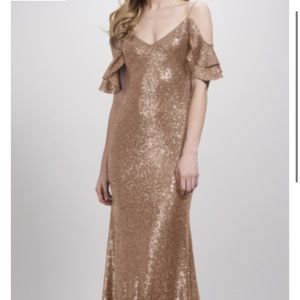 THEIA ROSEGOLD DRESS WITH SEQUINS SIZE 4